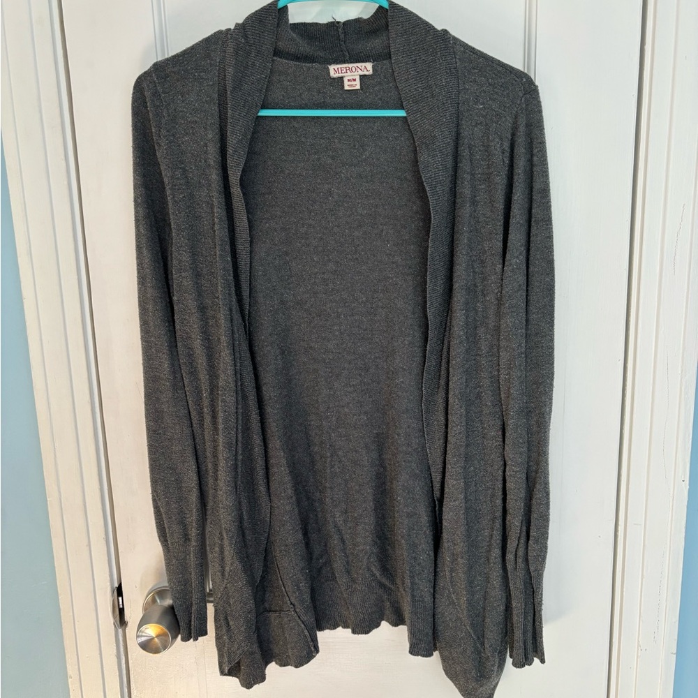 Women’s Merona grey cardigan, size M.